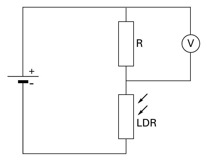 R LDR +- V
