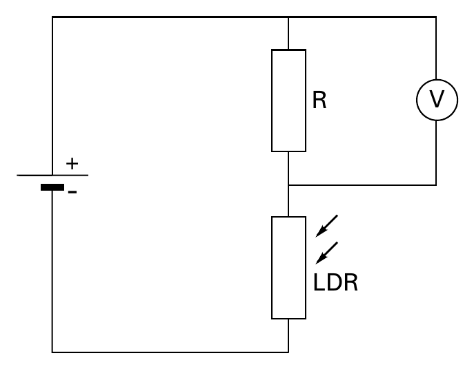 R LDR +- V