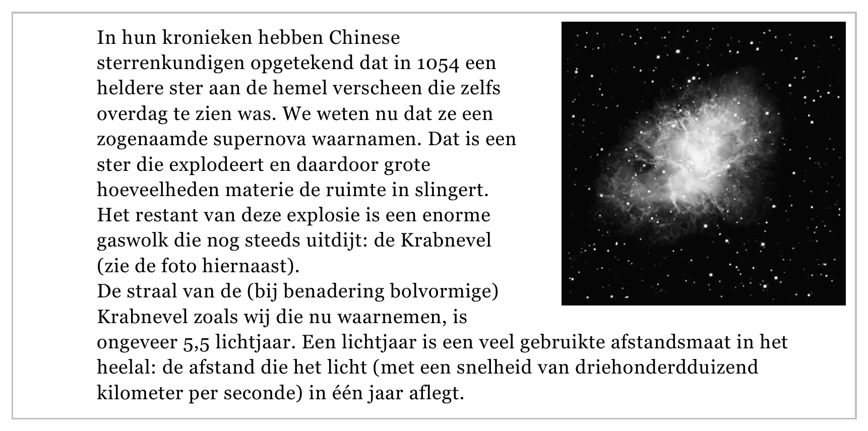 In hun kronieken hebben Chinese sterrenkundigen opgetekend dat in 1054 een heldere ster aan de hemel verscheen die zelfs overdag te zien was. We weten nu dat ze een zogenaamde supernova waarnamen. Dat is een ster die…
