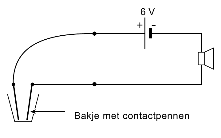 + - 6 V contact pennen Bakje met contactpennen