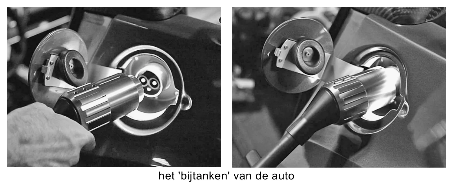 het 'bijtanken' van de auto