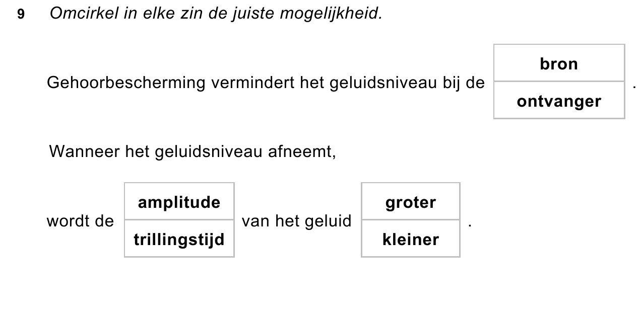 uitwerkbijlage bij vraag 9