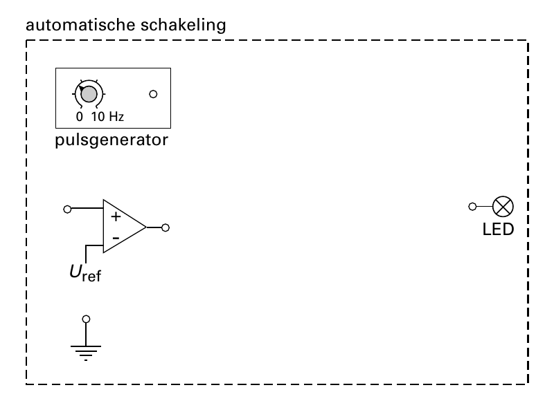 automatische schakeling 010 Hz pulsgenerator + - LED Uref